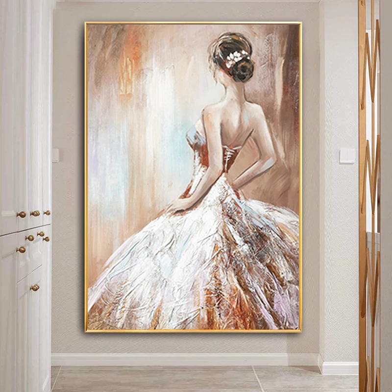

Large Size Hand Painted Oil Painting On Canvas Ballet Girl Back Modern Home Decor Abstract Wall Art Picture For Living Room Gift