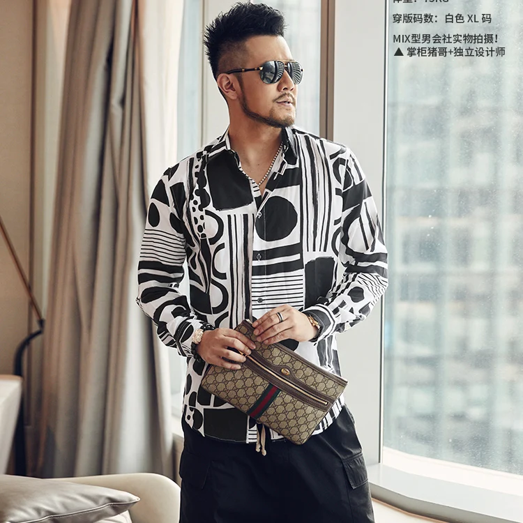 

Рубашка S951 мужская с цветочным принтом, тонкая драпировка, свободная модная блуза, лето 2020