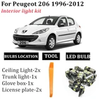 6x Canbus безошибочный комплект освещения салона автомобиля для 1996-2012 Peugeot 206 светодиодный ная лампа внутренняя потолочная крыша чтение карты купольный светильник ильник комплект