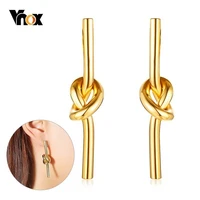vnox unique knot drop earrings for women gold color stainless steel dangle earings female party jewelry elegant brincos