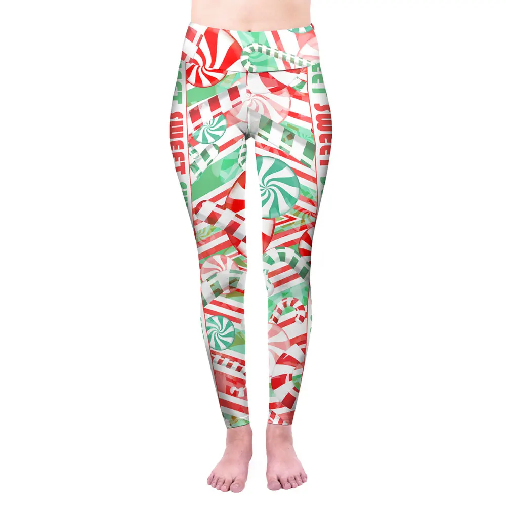 

Рождественские леггинсы для фитнеса, женские штаны для йоги, леггинсы с принтом в полоску, спортивные колготки, штаны для бега