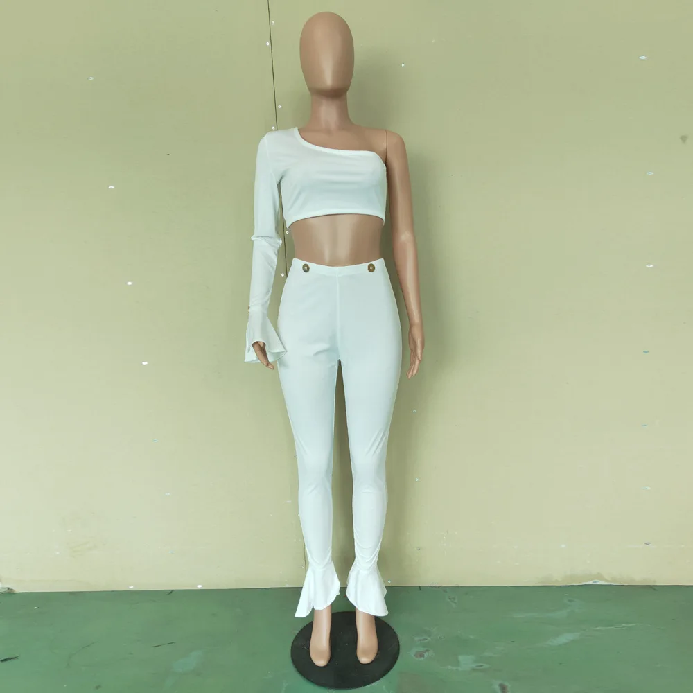 Комплект из двух предметов с открытыми плечами укороченный Топ длинным рукавом и