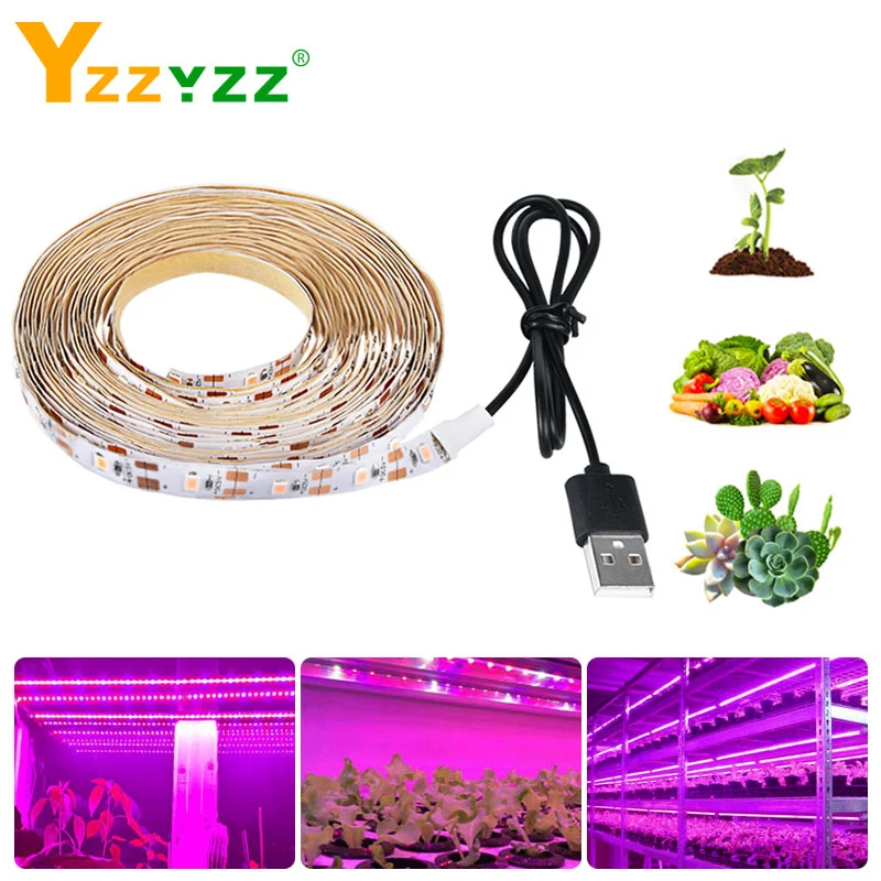 Светодиодная фитолампа полного спектра для выращивания растений лента с USB 0 5 м 1 2