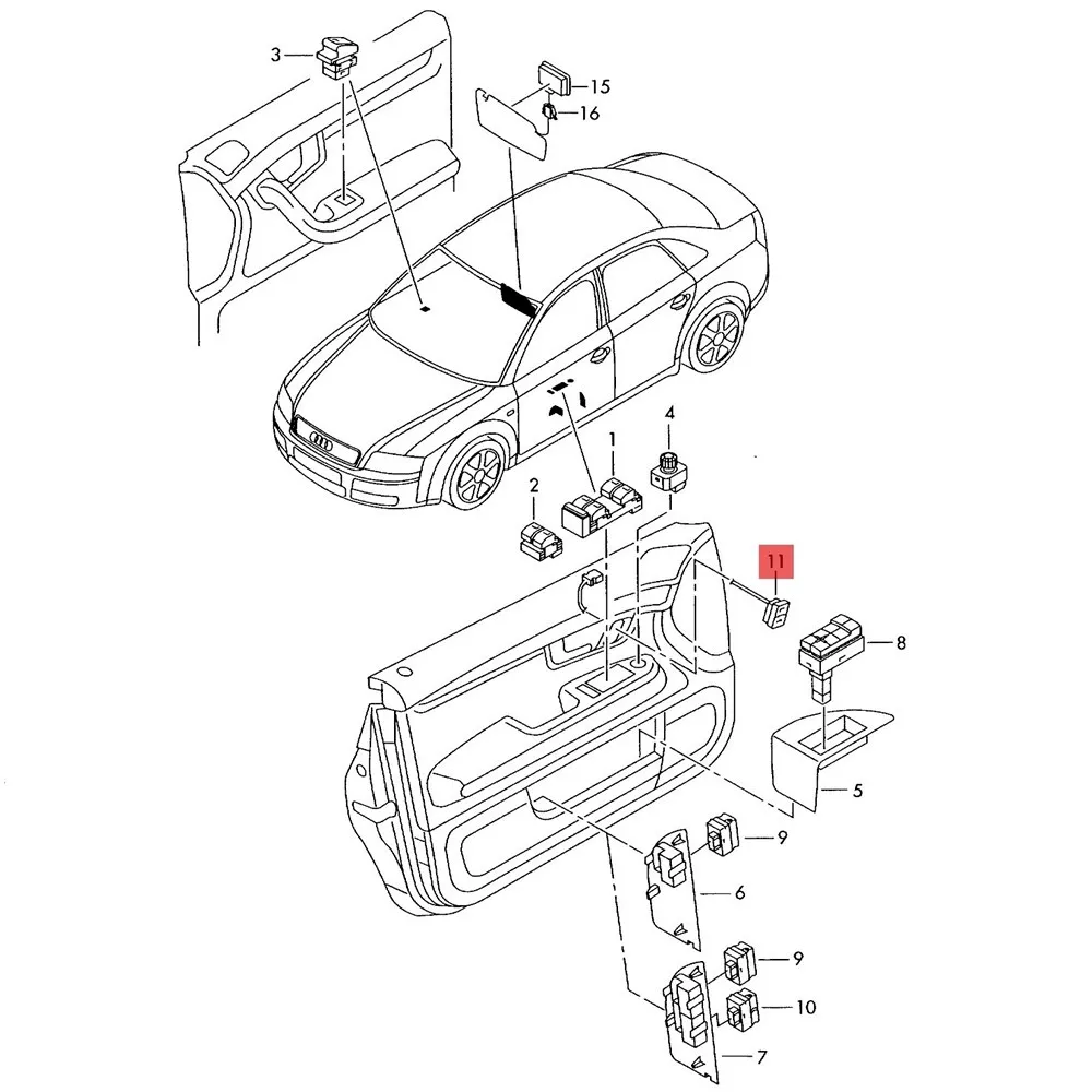 

Left Side Driver Central Door Lock Unlock Master Switch Button 8ED962107 For A4 S4 RS4 Seat Exeo 8ED 962 107 8E19621075PR