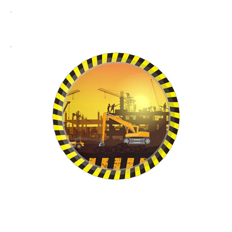 Строительство вечерние посуда тарелки автомобиль экскаватор с днем рождения