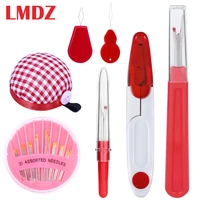 lmdz sewing tools kit 1set sewing needle red seam ripper yarn scissors needle threader and needle cushion for hand sewing work