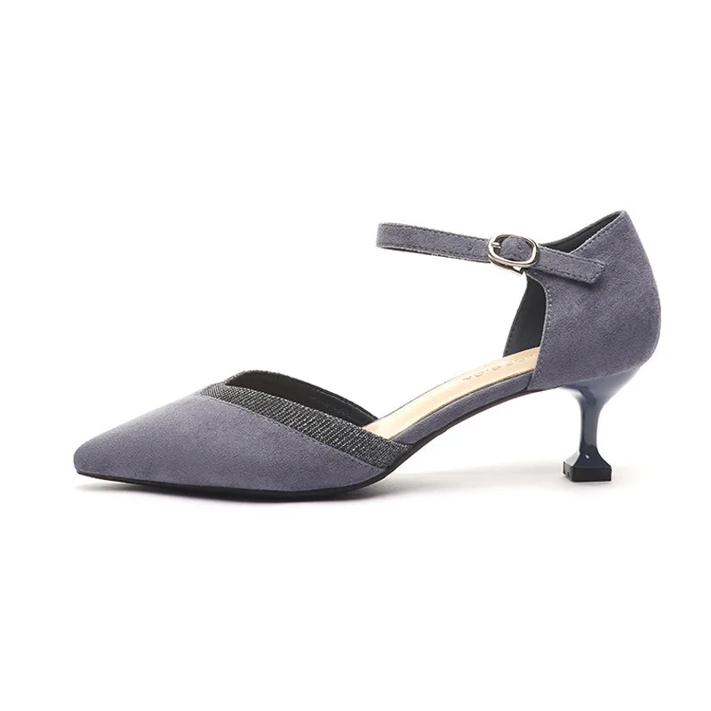 Брендовые женские босоножки Летняя обувь Модная женская из флока с острым носком