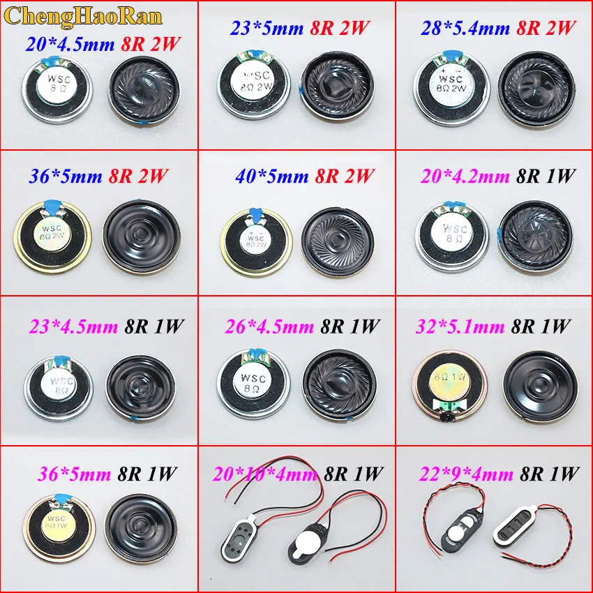 

ChengHaoRan 20mm 22mm 23mm 26mm 28mm 32mm 36mm 40mm 8 ohm 1W 2W Horn Loudspeaker 8R 1W 2W Loud Speaker Replacement Part.