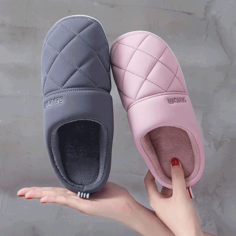 Классические женские зимние теплые домашние тапки мужские и домашняя обувь из