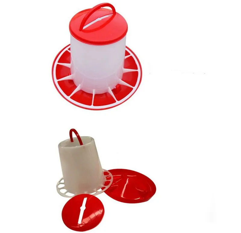 Пластиковый пищевой кормушка для цыплят 1 5 кг курица птица крышка ручка фермы