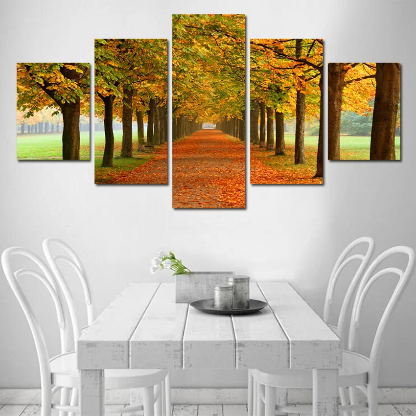 

Hd Modern Canvas Painting Home Wall Art Decoration Modular Picture 5-Piece Set Autumn Scenery Maple Leaf Painting Without Frame