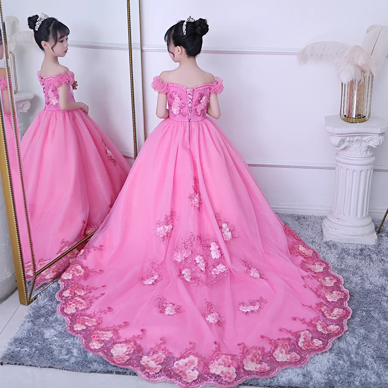 Девушки Дети класса люкс в Корейском стиле милые платья по индивидуальному