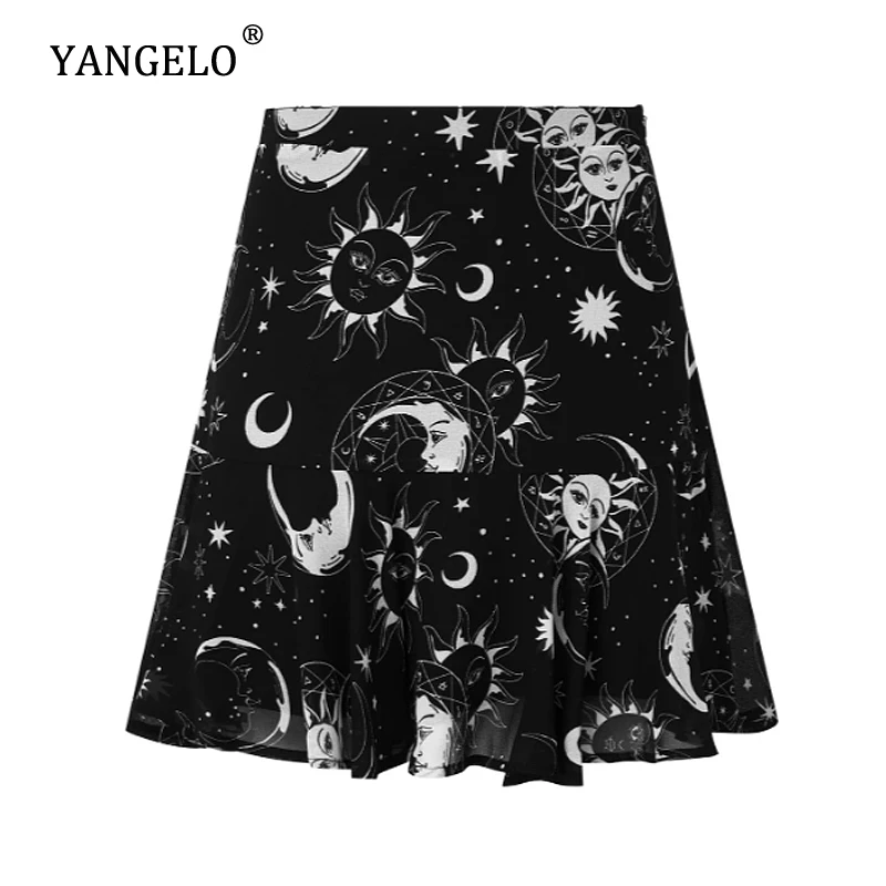 Женская шифоновая Мини Юбка Yangelo готический светильник с изображением Солнца и