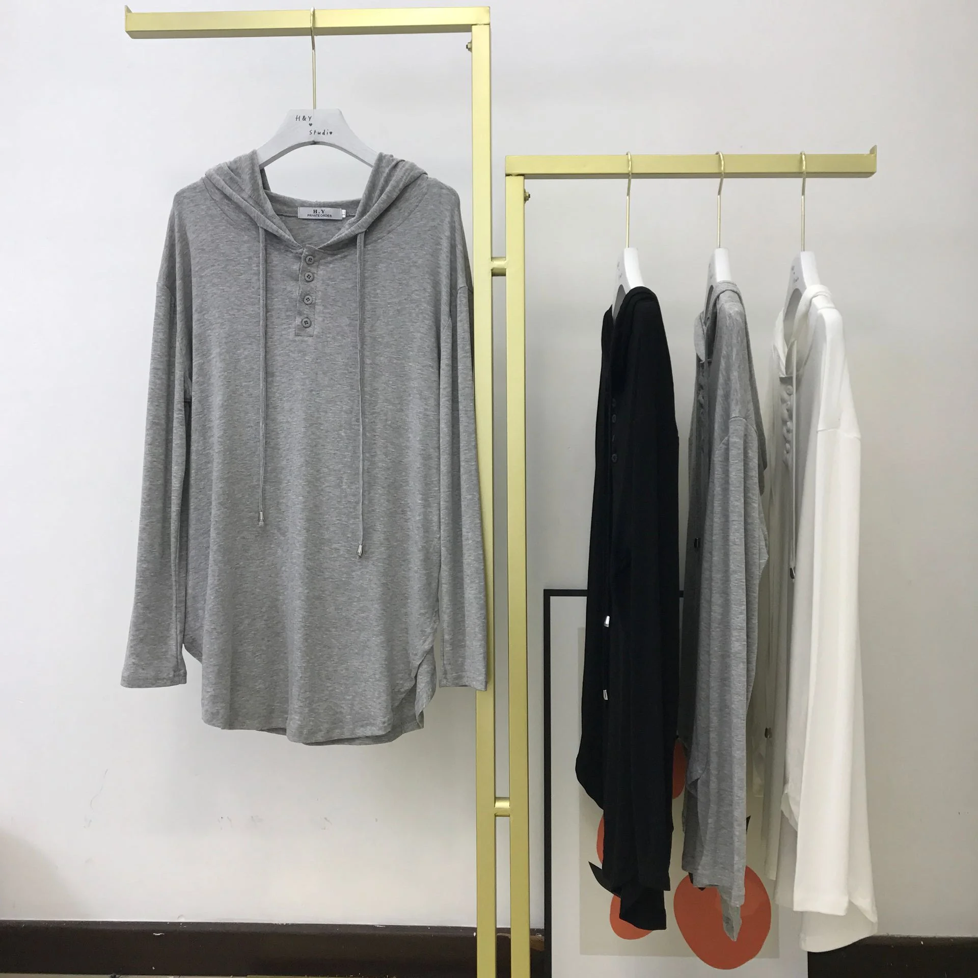 

Wuus sexy hooded top women's new loose and thin T-shirt in spring and summer