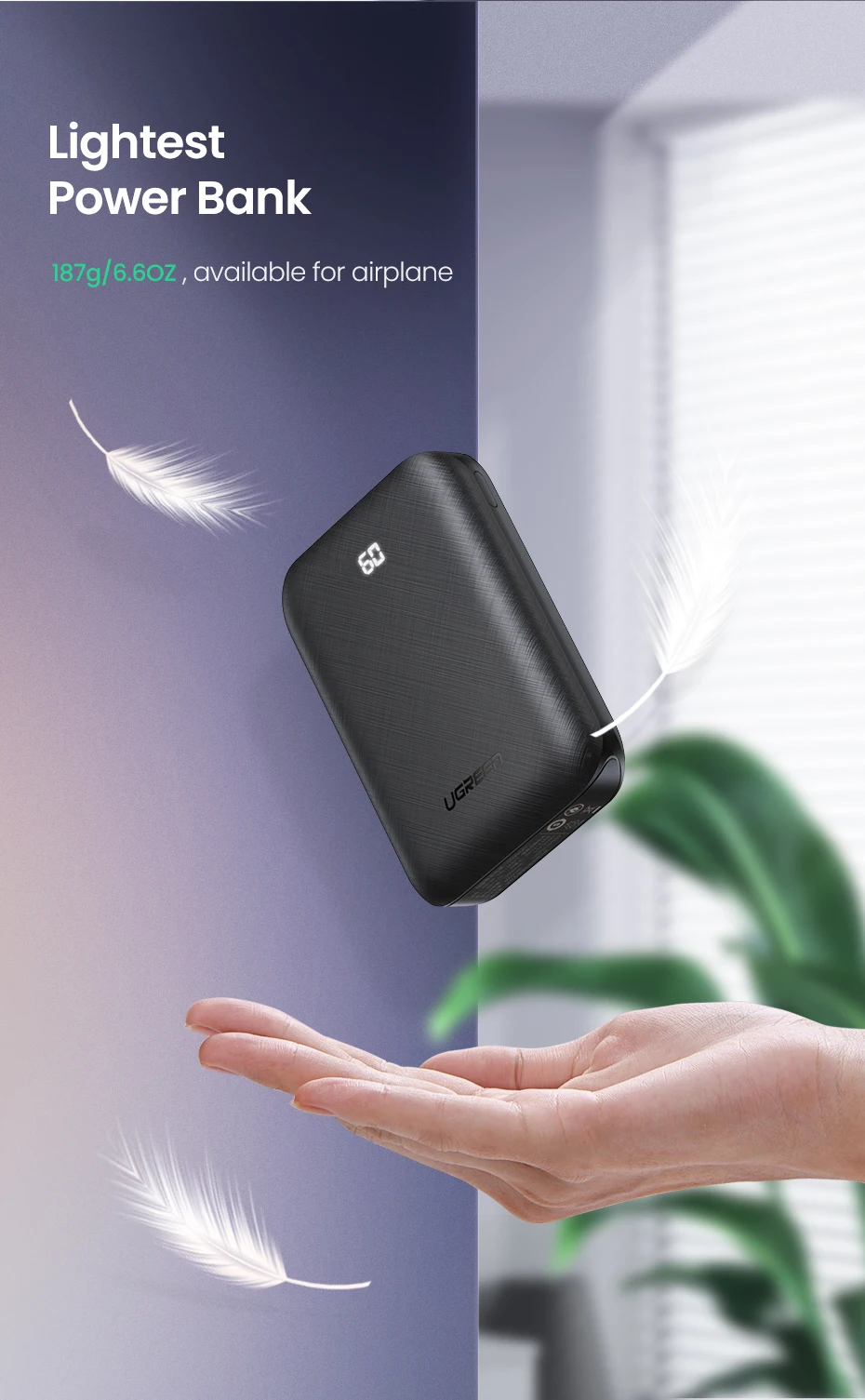 Ugreen power Bank 10000 мАч портативное зарядное устройство Внешняя батарея для мобильного телефона быстрое зарядное устройство для Xiaomi samsung S10 Mini power bank