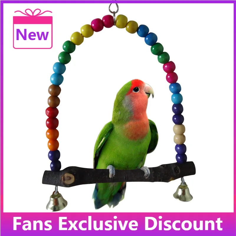 Натуральные Деревянные попугаи качели игрушки птицы разноцветные бусины товары