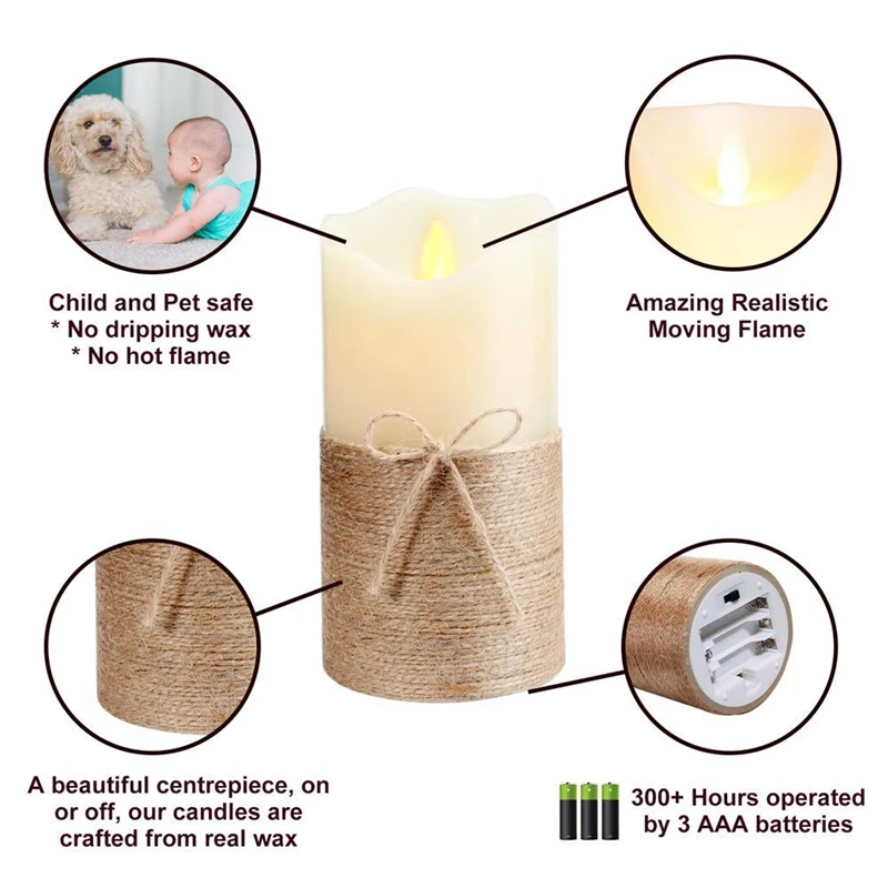 Беспламенные Свечи светодиодные свечи на батарейках настоящий воск мерцающий