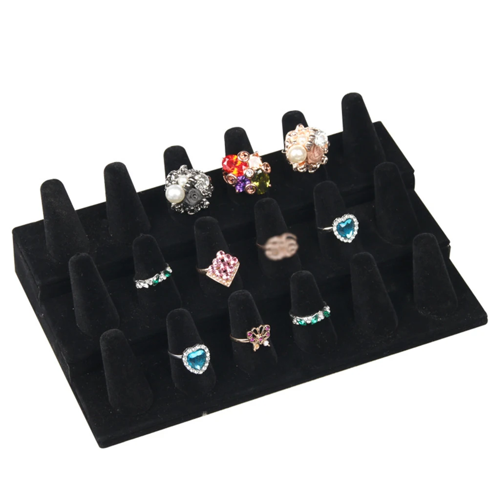 

Стойка-витрина для демонстрации колец, держатель для ювелирных изделий, органайзер, аксессуары, бархатная стойка с 12/18 отделениями, портати...