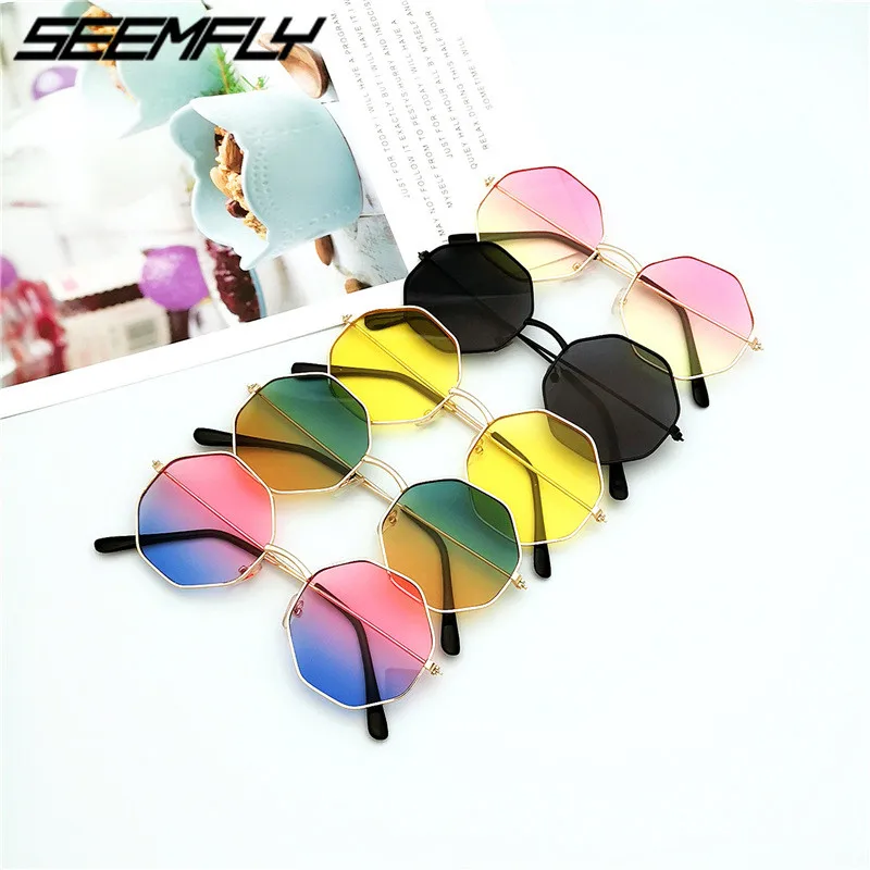 

Seemfly Irregular Sunglasses Women Men Alloy Frame Gradient Sun Glasses Fashion Female Goggle Candy Color Eyewear UV400 Shades