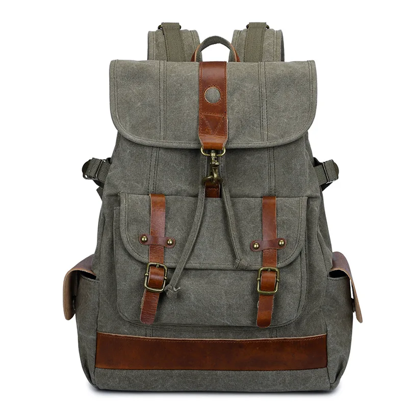 

Backpack Men's Casual Fashion Women's Universal Canvas Backpack Student Bag Vintage Canvas Backpack Leather Laptop School
