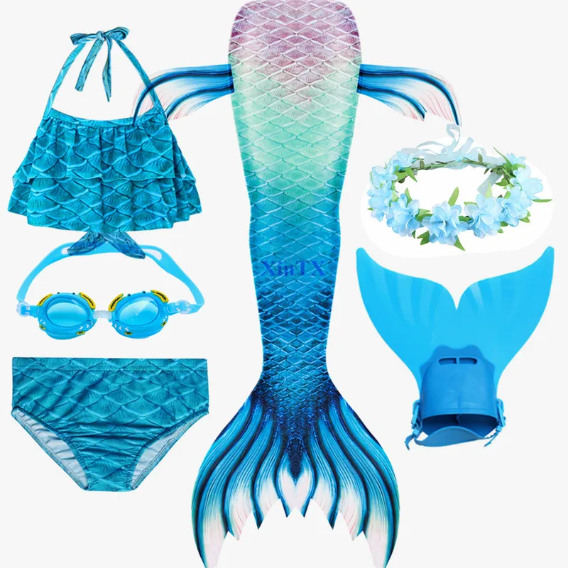 6 штyк дeтскaя одеяло хвост русалки с Моноласты детей Русалка хвосты для купания