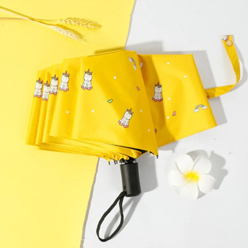 Новый Зонт с мультяшным единорогом женский зонт УФ защитой ветрозащитный