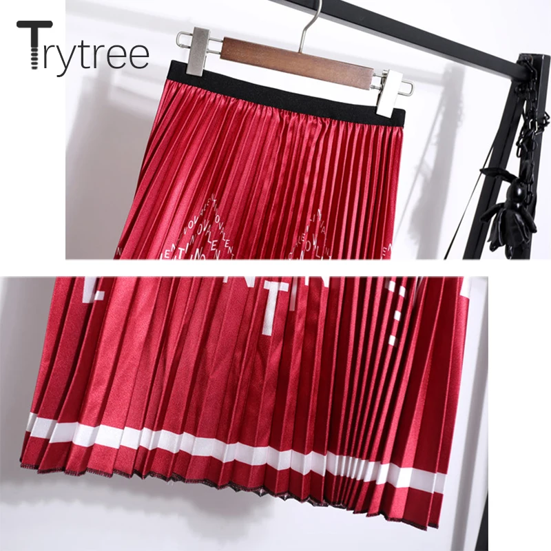 Trytree Сезон осень-зима Женская повседневная юбка с принтом в виде букв 4 Цвет