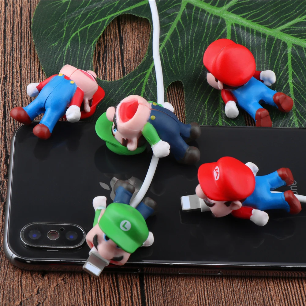 Защита от укуса кабеля с героями мультфильмов супер Marios для Iphone usb держатель