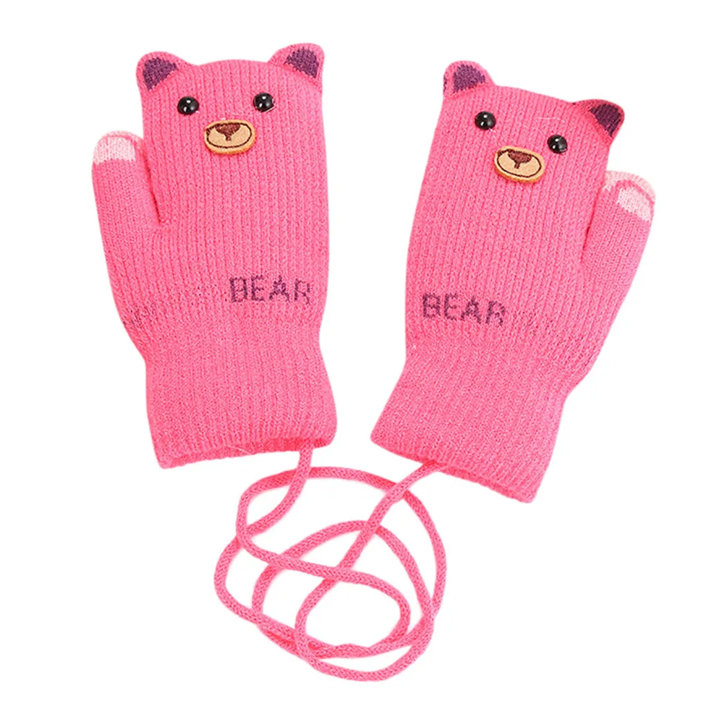 Дети Мальчики Девочки Зима милый мультфильм животных теплые вязаные перчатки