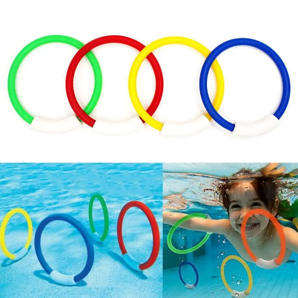 

4Pcs/Set Swimming Pool Diving Circle Plastic Portable For Children Toys Gift Children's Ring Diving Swimming Summer Parent- Z1P5