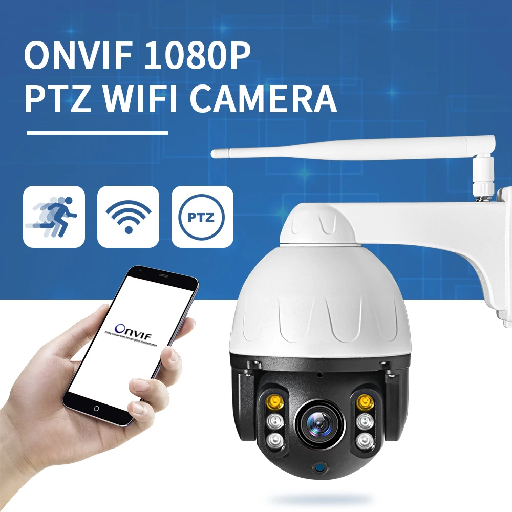 Cloud 1080P Outdoor PTZ IP Camera WIFI Speed Dome Auto Tracking 4X Digital Zoom 2MP Onvif IR CCTV Security | Безопасность и защита