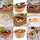 1 Набор 1:12 миниатюрная еда для кукольного домика, бутылка вина, хлеб, овощи, фрукты, бамбуковая корзина для куклы, кухонный Декор