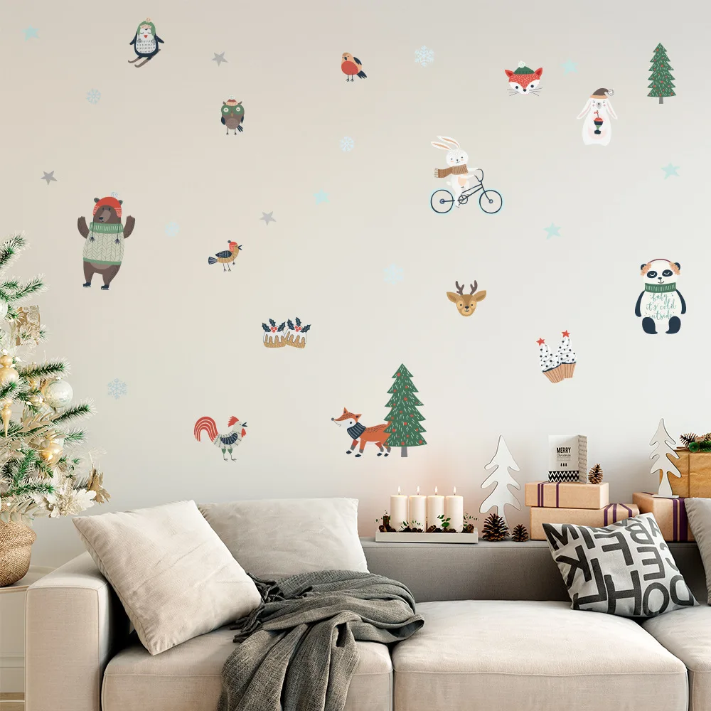 

Funlife Merry Christmas Wall Stickers For Children Kids Room Nursery Decor,Cartoon Deer Window Stickers Vinyl DIY New Year Decor