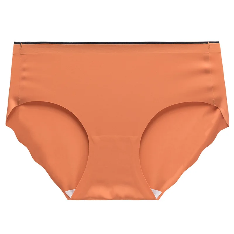 

Quick-drying ultra-thin ice silk seamless panties for ladies mid-waist antibacterial cotton crotch plus size one-piece briefs