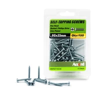 accord 100pcs self tapping screws 6gx25mm zinc plated with storage box galvanized steel fasteners