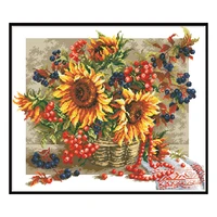 sunflower stamped cross stitch kits printed fabric 11ct 14ct embroidered paintings for needlework set diy crafts home decoration