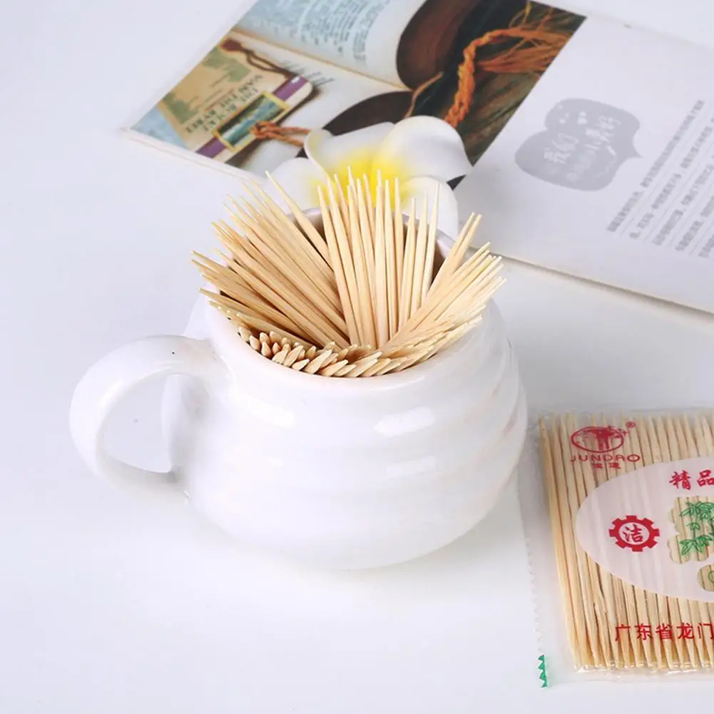 200 шт. портативная двухсторонняя бамбуковая зубочистка |