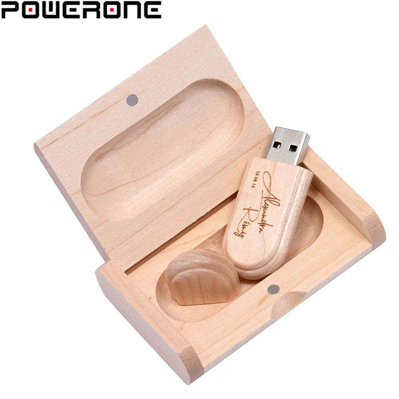 POWERONE клен деревянный USB + коробка usb флэш накопитель 4 ГБ 8 16 32 64 Гб фотография