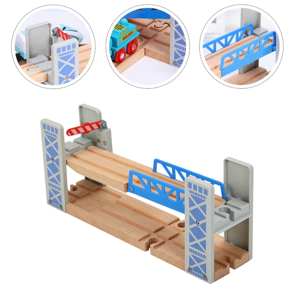 

1 Set Wooden Train Tracks Railway Toys Double Deck Bridge Overpass Model Toys