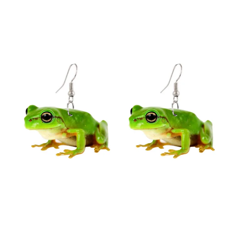 

2021 new Unusual Acrylic Animal Frog Cool Earring for Women Girls Fashion Jewelry Print Statement Funny Earring Minimalism Edgy