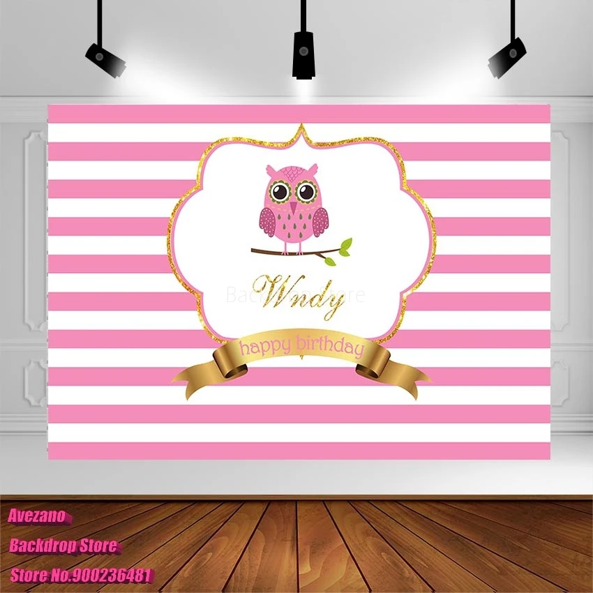 Avezano фоны для фотосъемки день рождения новорожденный Сова девочка розовая полоса