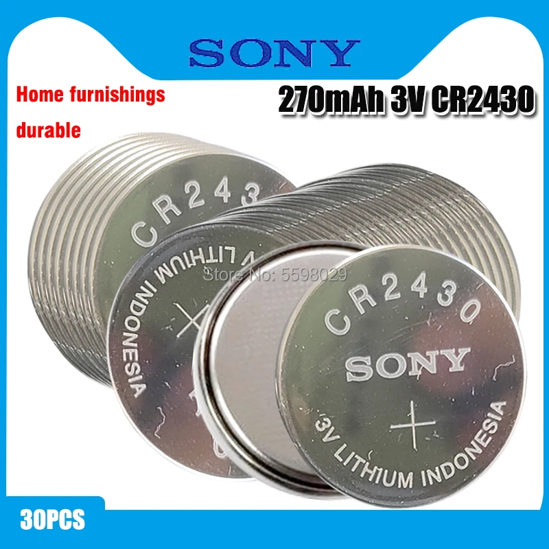

30PCS/lot Original SONY CR2430 Button Cell Battery 3V Lithium Batteries CR 2430 for Watch Remote Toy Computer Calculator Control