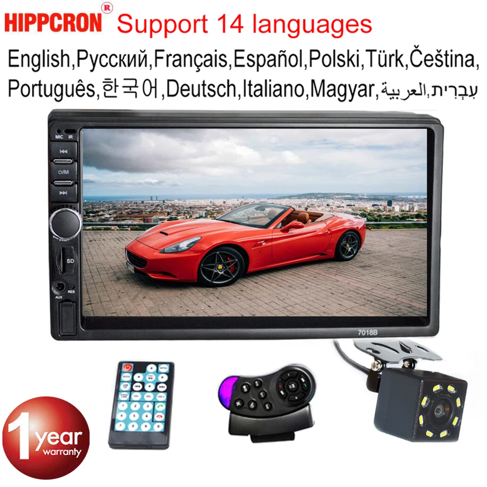 Hippcron 2 Din автомобильное радио Bluetooth HD 7 &quotMP5 плеер с сенсорным экраном FM SD USB ISO Power Aux