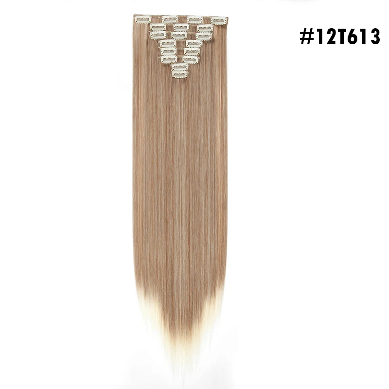 12T613 S-noilite 2" 8 шт./компл. шелковистые прямые волосы Наращивание волос Синтетические наращивание натуральных волос для Для женщин длинные натуральные волосы на заколках для наращивания, волосы на заколках - Цвет: 12T613