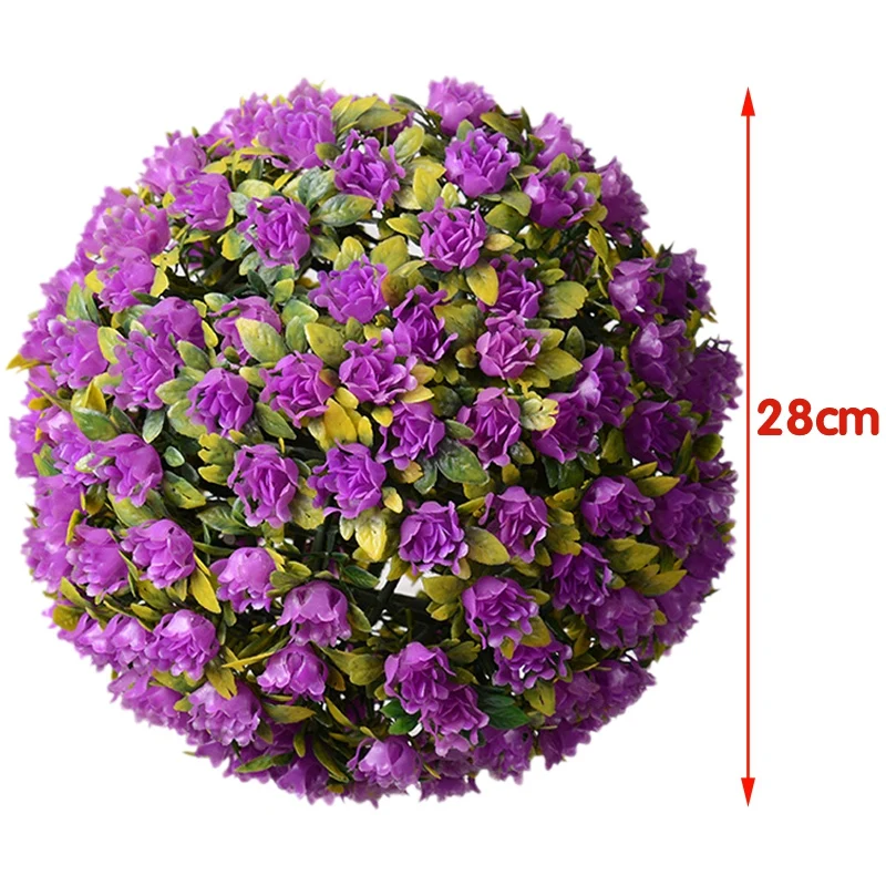 

28cm Artificial Rose Flower Balls Topiary Hanging Basket Plant UV Fade Protected Promotion