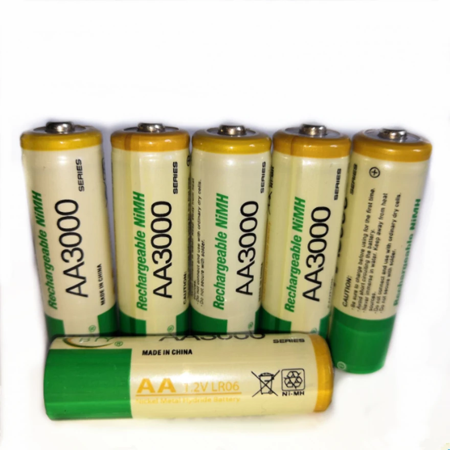 6 шт./лот 1 2 в AA Аккумуляторная батарея высокой мощности плотности 3000 мАч