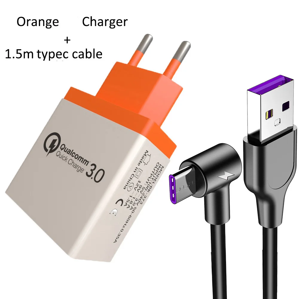 type c cable Bundleo 3 Порты и разъёмы USB Зарядное устройство 27 Вт для Xiaomi iPhone huawei 5V 5.5A QC 3,0 адаптер зарядного устройства EU зарядное мобильного телефона Зарядное устройство - Тип штекера: type c cable Bundleo