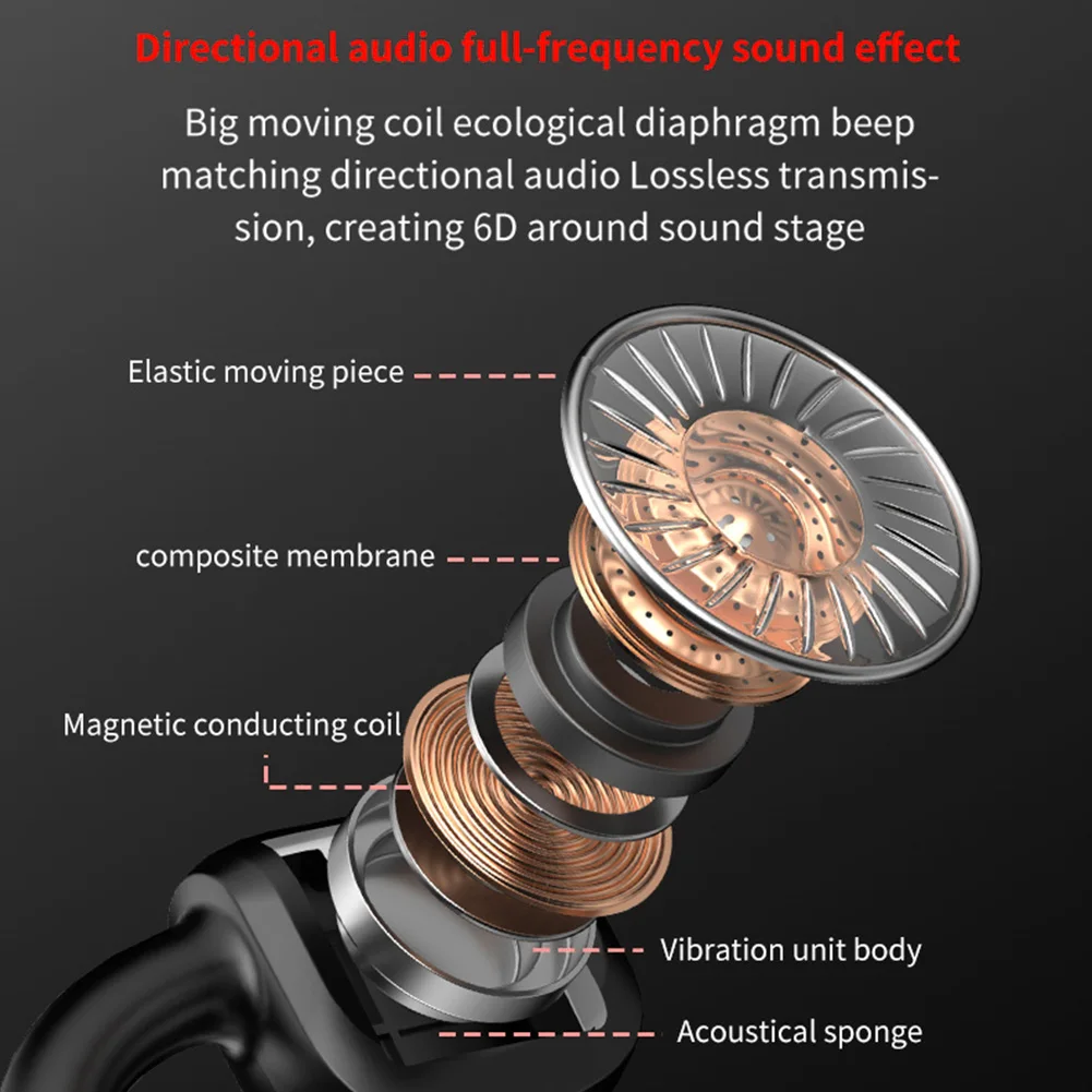 

True Bone Conduction Earphones G1 Wireless Sports Headphones Bluetooth Headset With Microphone For Jogging Running Driving Black