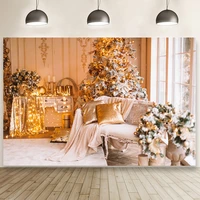 led light string tree table candle sofa pretty interior decor merry christmas photography background home studio photo backdrops