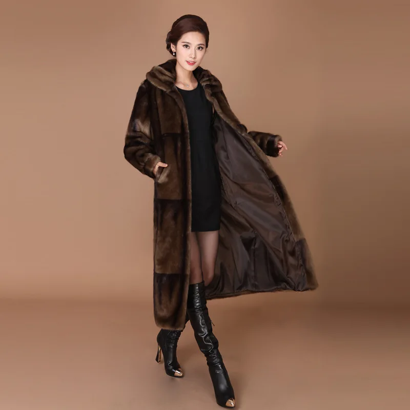 Mink Coats Women Real Genuine Mink Fur Coats For Women 2021 Winter Jackets Black Long Plus Size Real Mink Fur Women Clothes